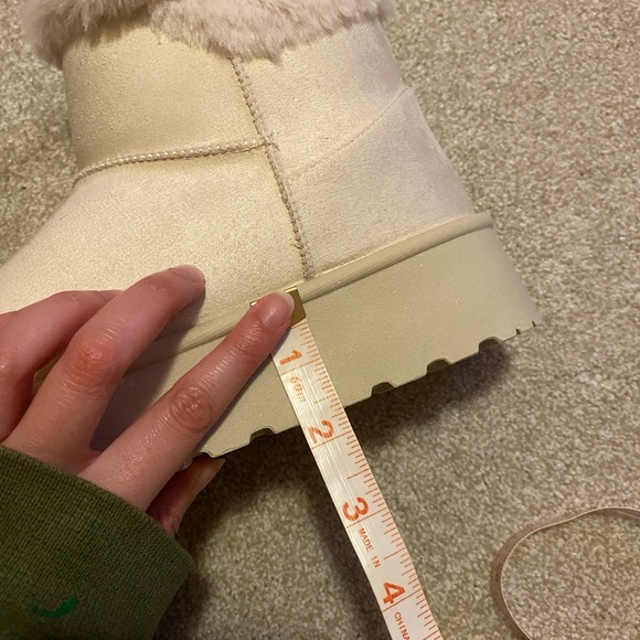 Faux Fur Platform Mini Ankle Boots - Sand - Picture 7 of 7